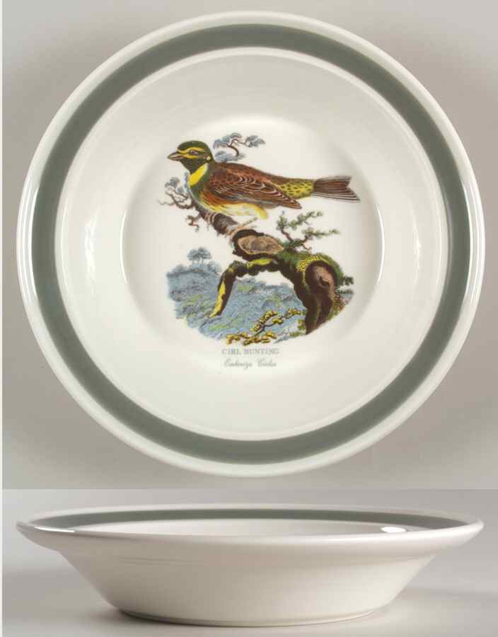 Birds of Britain Rim Soup Bowl with Green Band by Portmeirion-1