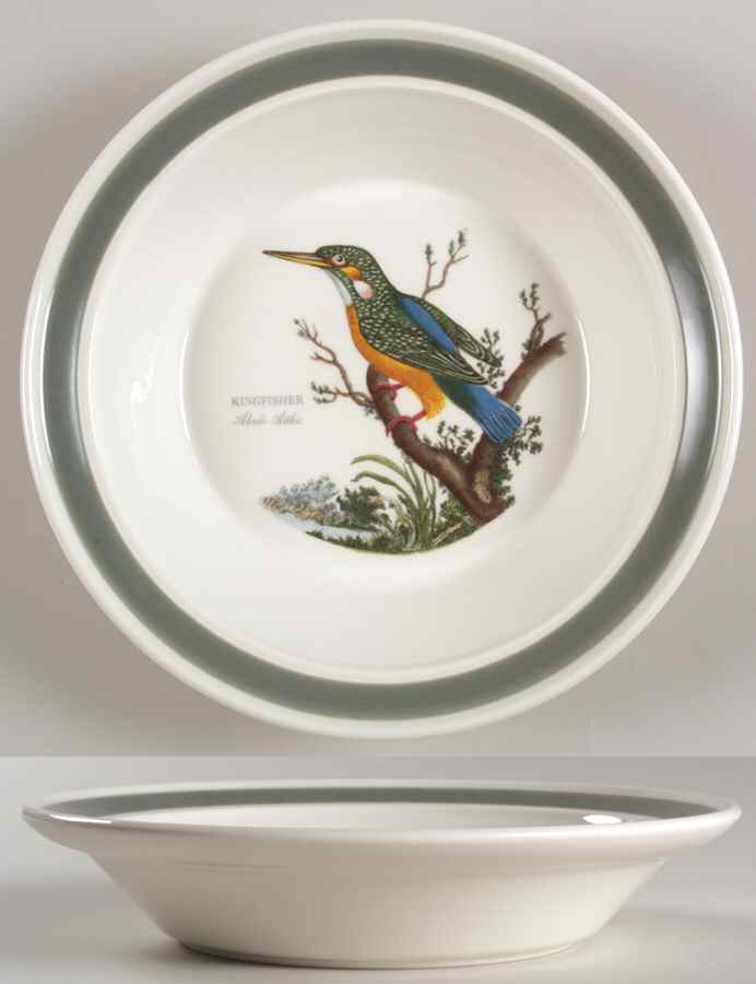 Birds of Britain Rim Soup Bowl with Green Band by Portmeirion-1