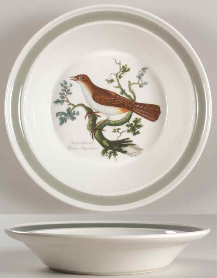Birds of Britain Rim Soup Bowl with Green Band by Portmeirion-1