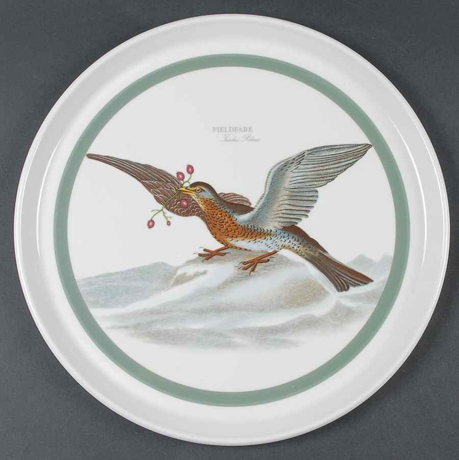 Birds of Britain 12" Chop Plate (Round Platter) with Green Band by Portmeirion-1
