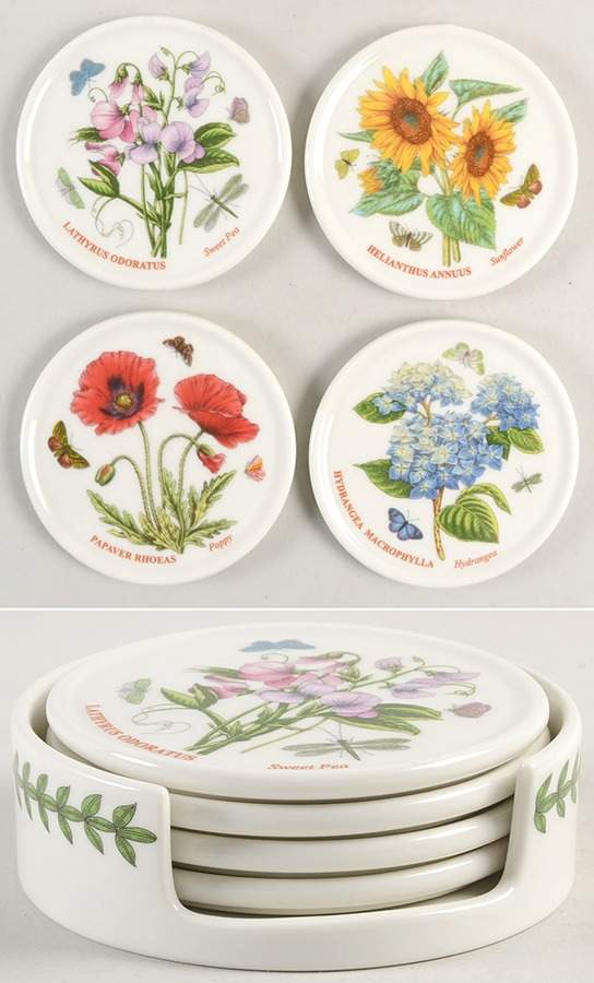 Botanic Garden Coaster & Holder - Set of 4 by Portmeirion-1