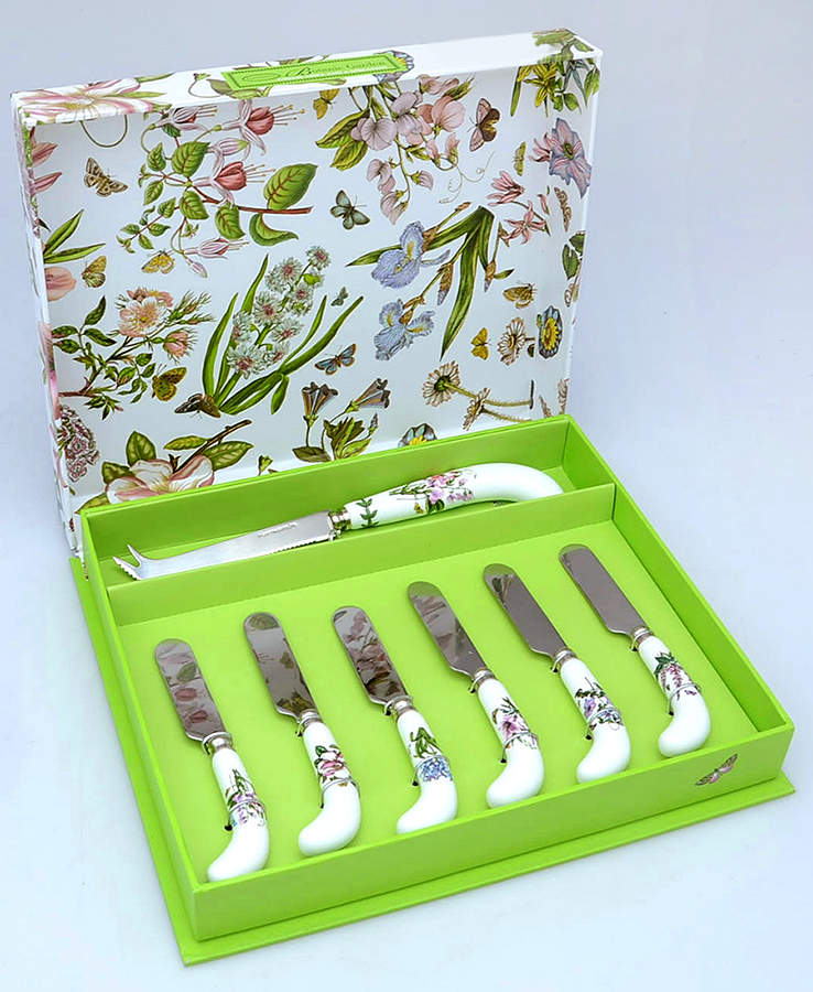 Botanic Garden (7 Pc Motif) Cheese Knife & Spreader Set by Portmeirion-1