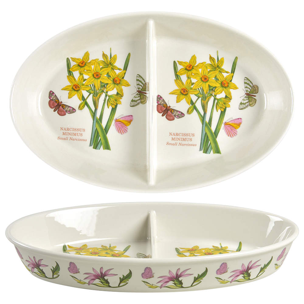 Botanic Garden 11" Oval Divided Vegetable Bowl by Portmeirion-1