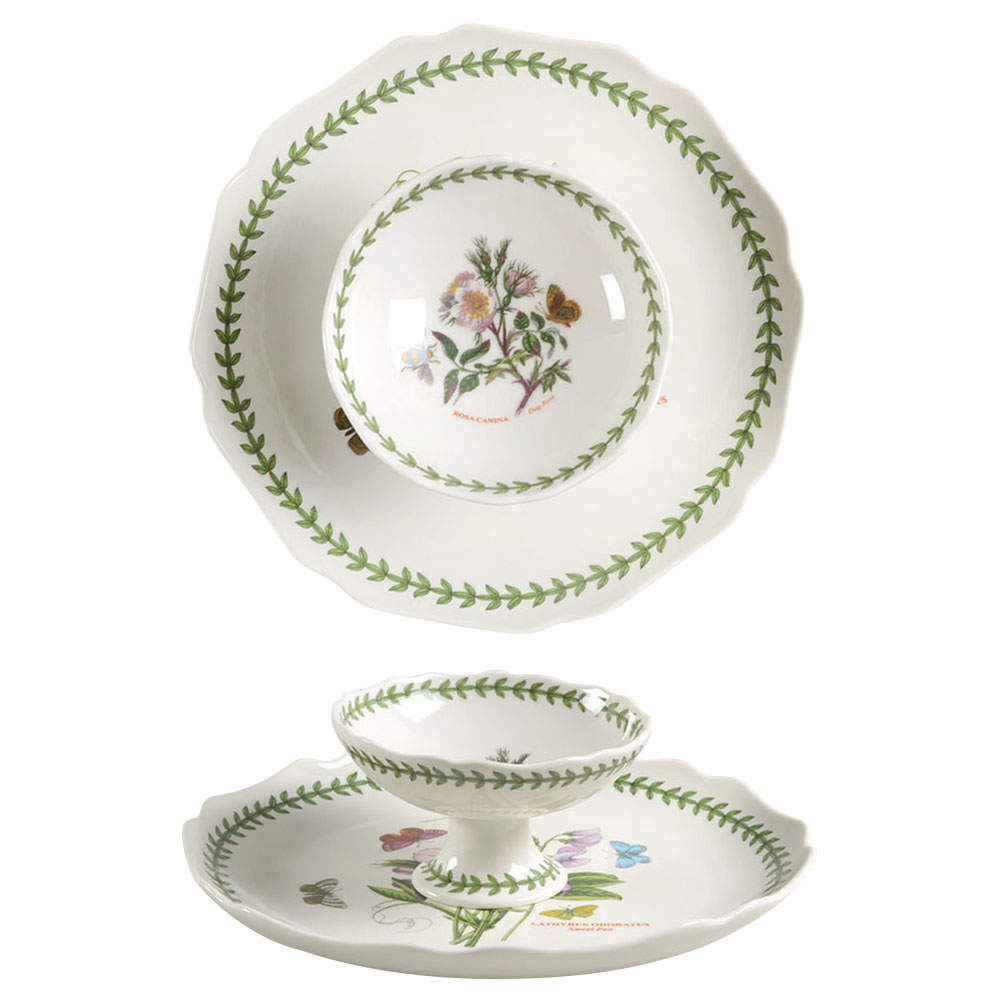 Botanic Garden Chip/Dip Set (Footed Scalloped Sorbet/Dip Bowl) by Portmeirion-1