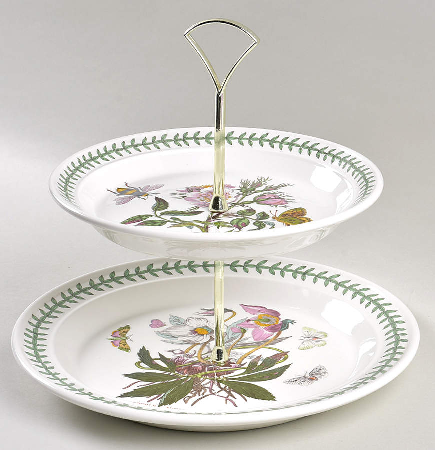 Botanic Garden 2 Tiered Serving Tray (Dinner & Salad Plate) by Portmeirion-1