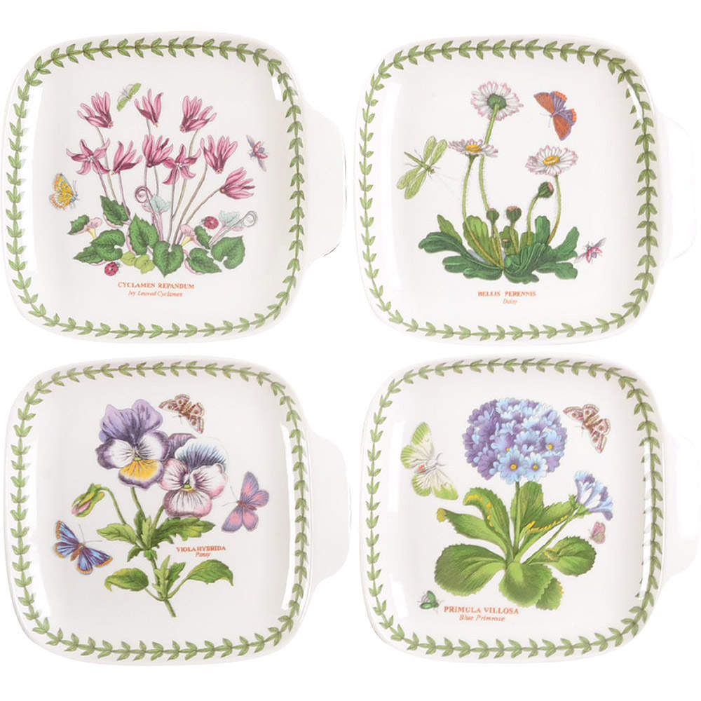 Botanic Garden Square Canape Dishes (Designs 36,39,48,49) - Set of 4 by Portmeirion-1