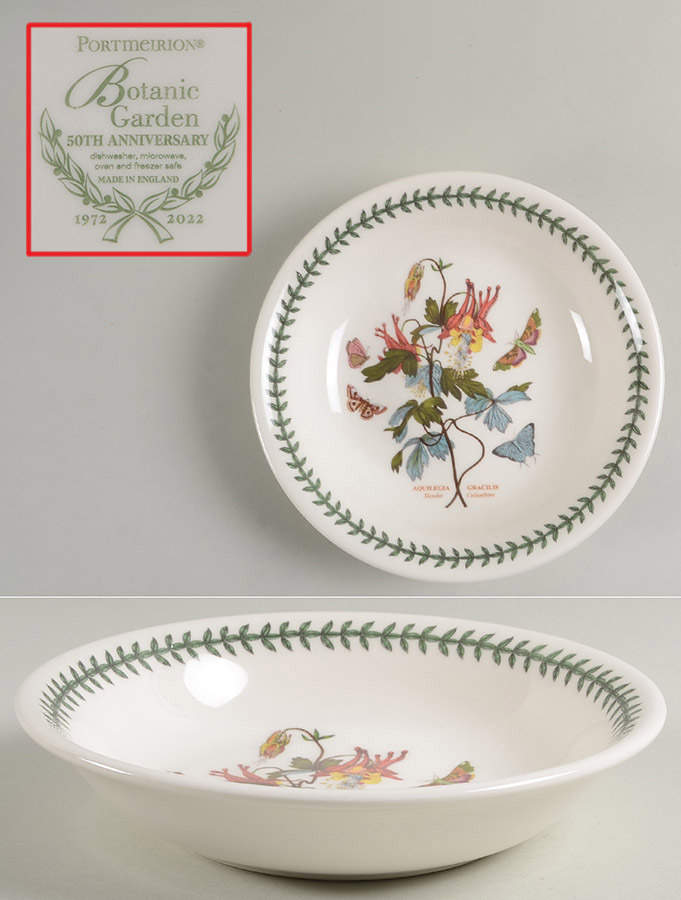 Botanic Garden 8" Individual Pasta Bowl w/50th Anniversary BKSTP by Portmeirion-1
