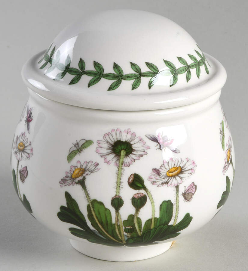 Portmeirion Botanic Garden Covered Sugar Bowl – Floral & Butterfly Design, Microwave & Dishwasher Safe