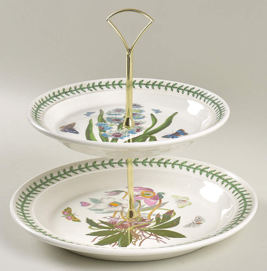 Botanic Garden 2-Tiered Serving Tray (Dinner & Salad Plate) by Portmeirion-1