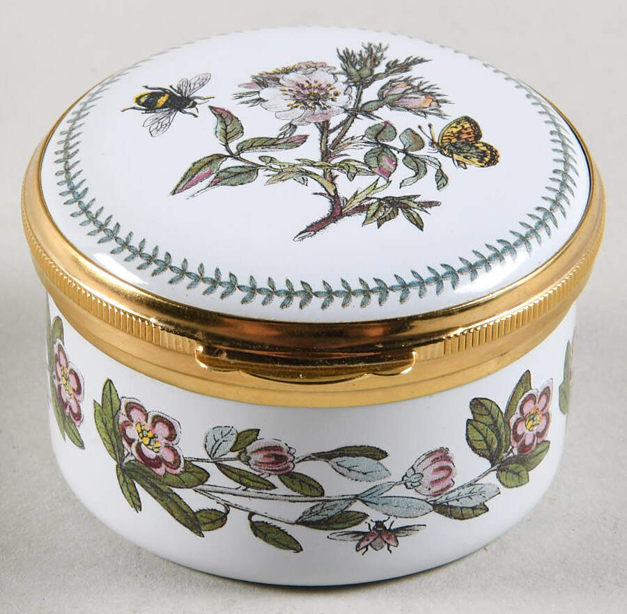 Botanic Garden 1" Round Enamel Box W/Hinged Lid by Portmeirion-1