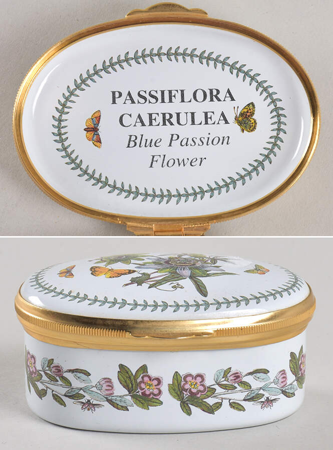 Botanic Garden 2.5" Oval Enamel Box W/Hinged Lid by Portmeirion-1