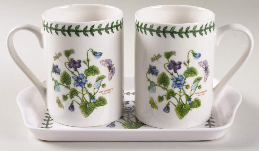 Botanic Garden Mug & Melamine Tray Set (2 Mugs) by Portmeirion-1