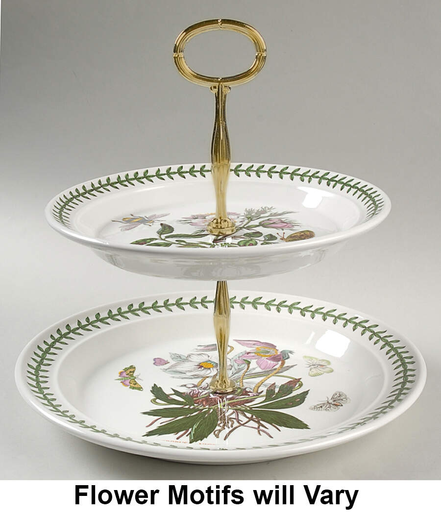 Botanic Garden 6 5/8"-10"  2 Tiered Serving Tray (Dp, Sp) HC by Portmeirion-1