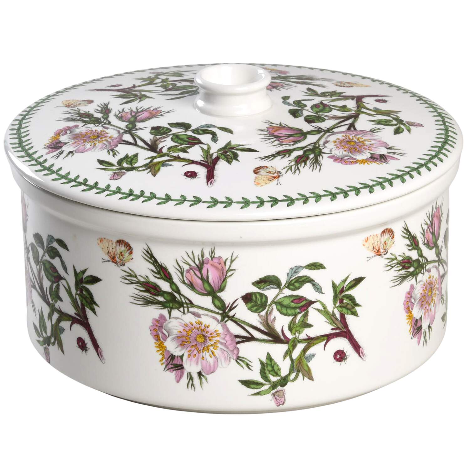 Botanic Garden 4 Qt Round Drum Shape Covered Casserole by Portmeirion-1