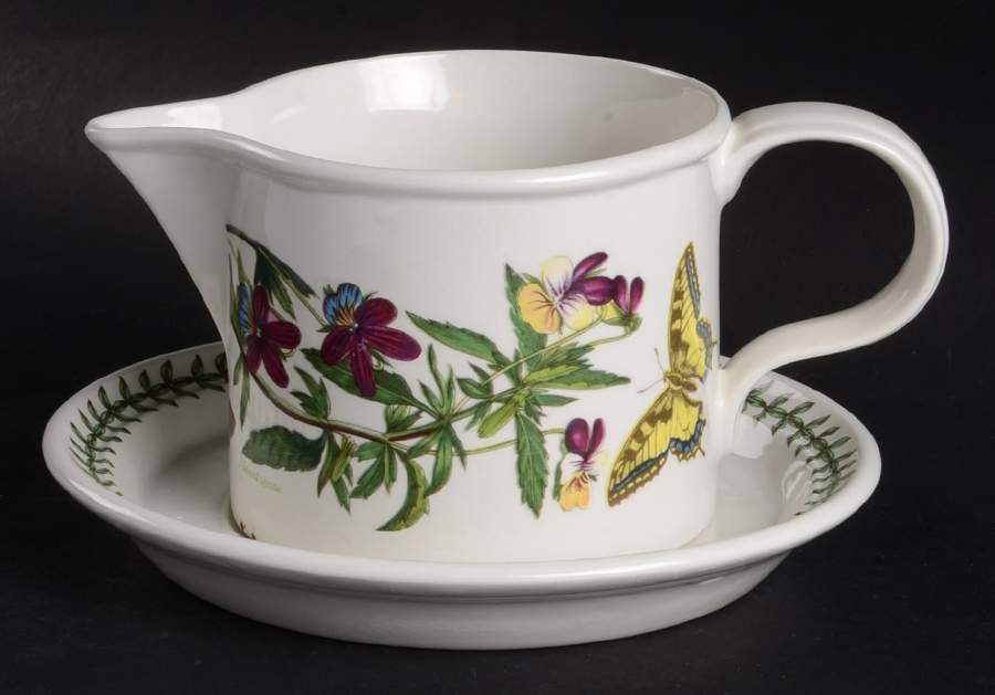 Botanic Garden Drum Shaped Gravy Boat & Underplate by Portmeirion-1
