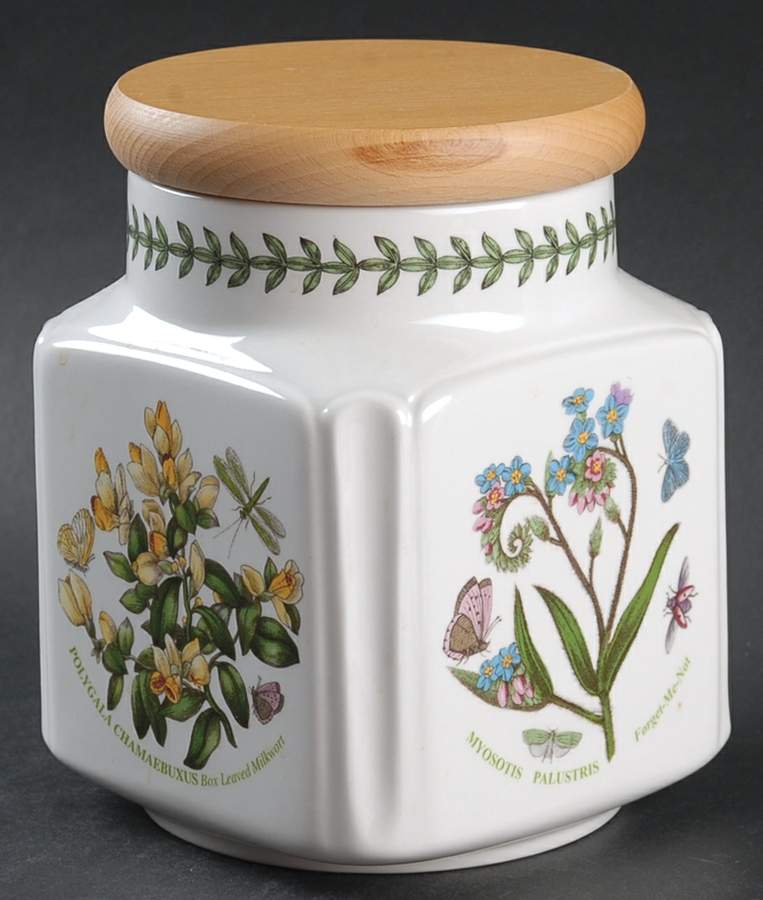 Botanic Garden Small Square Canister & Wood Lid by Portmeirion-1