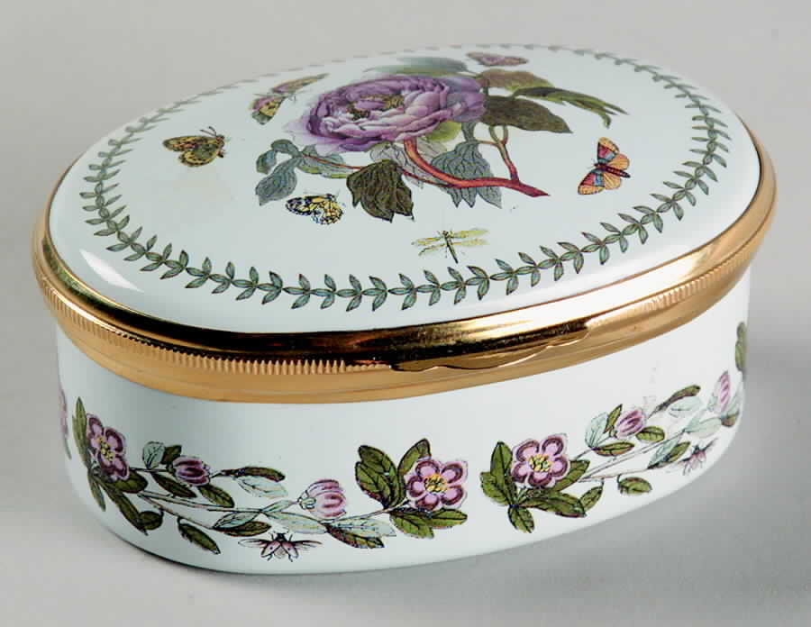 Botanic Garden 2.5" Oval Enamel Box W/Hinged Lid by Portmeirion-1