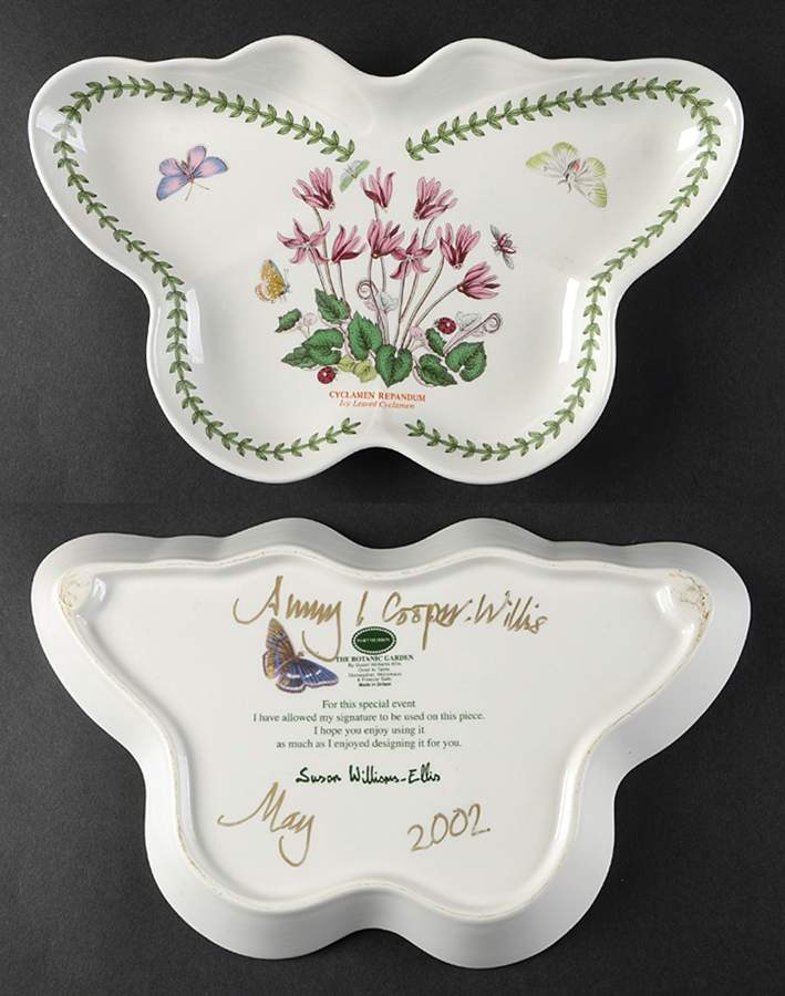 Botanic Garden Signed Butterfly Shaped Dish by Portmeirion-1