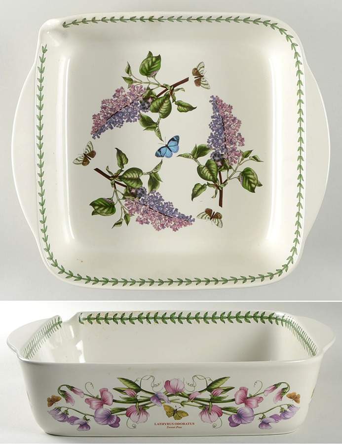 Botanic Garden 12" Square Roaster with pouring spout by Portmeirion-1