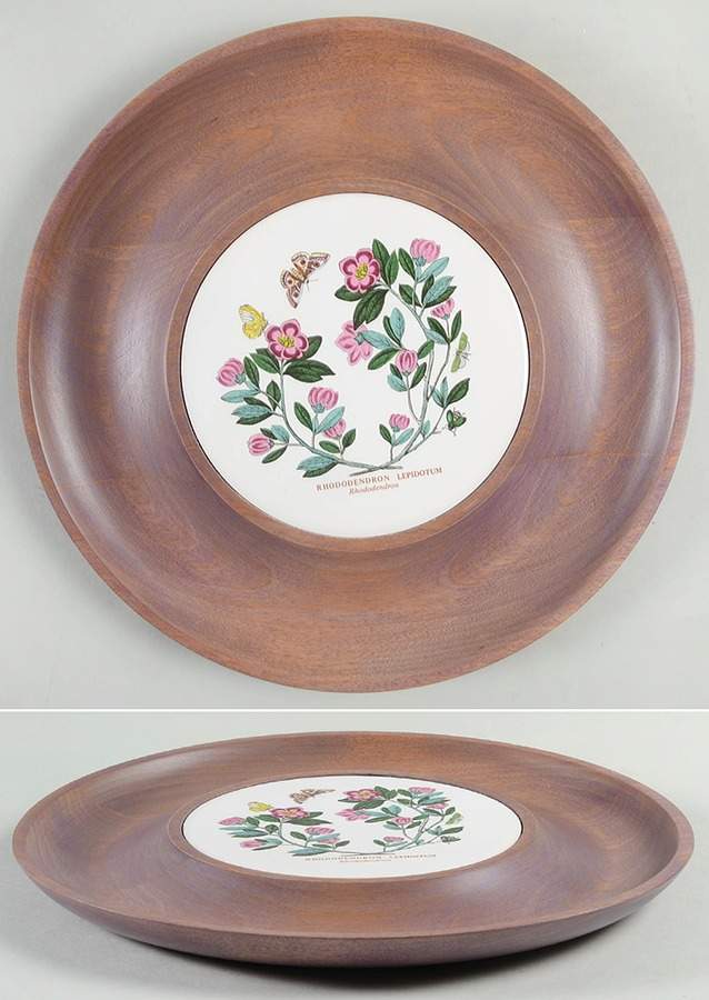 Botanic Garden Round Wood Cheeseboard w/Ceramic Tile by Portmeirion-1