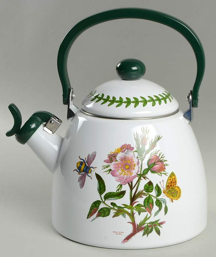 Botanic Garden Metal Kettle & Lid W/Green Handle by Portmeirion-1