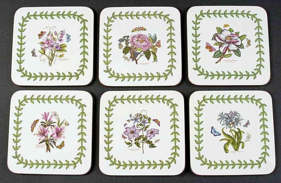 Botanic Garden Square Corkback Coaster - Set of 6 by Portmeirion-1