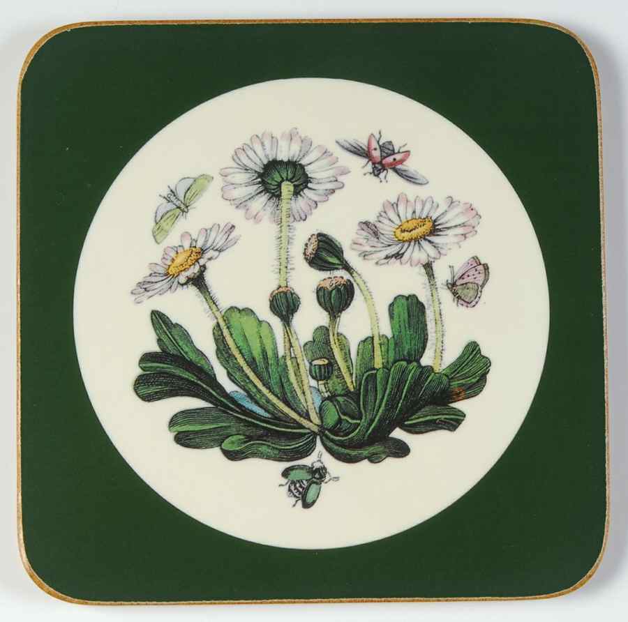 Botanic Garden Square Coaster W/Corkback & Green Border by Portmeirion-1