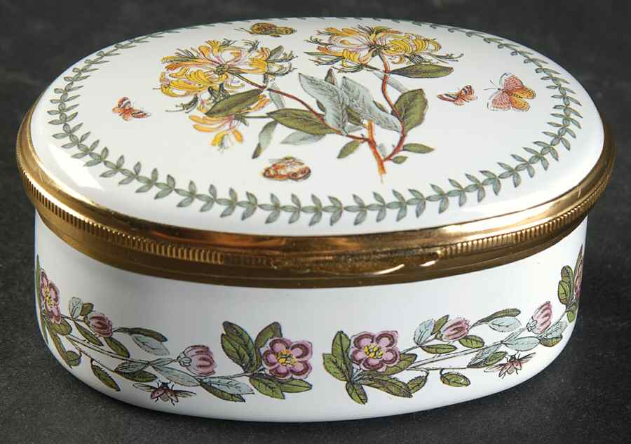 Botanic Garden 2.5" Oval Enamel Box W/Hinged Lid by Portmeirion-1
