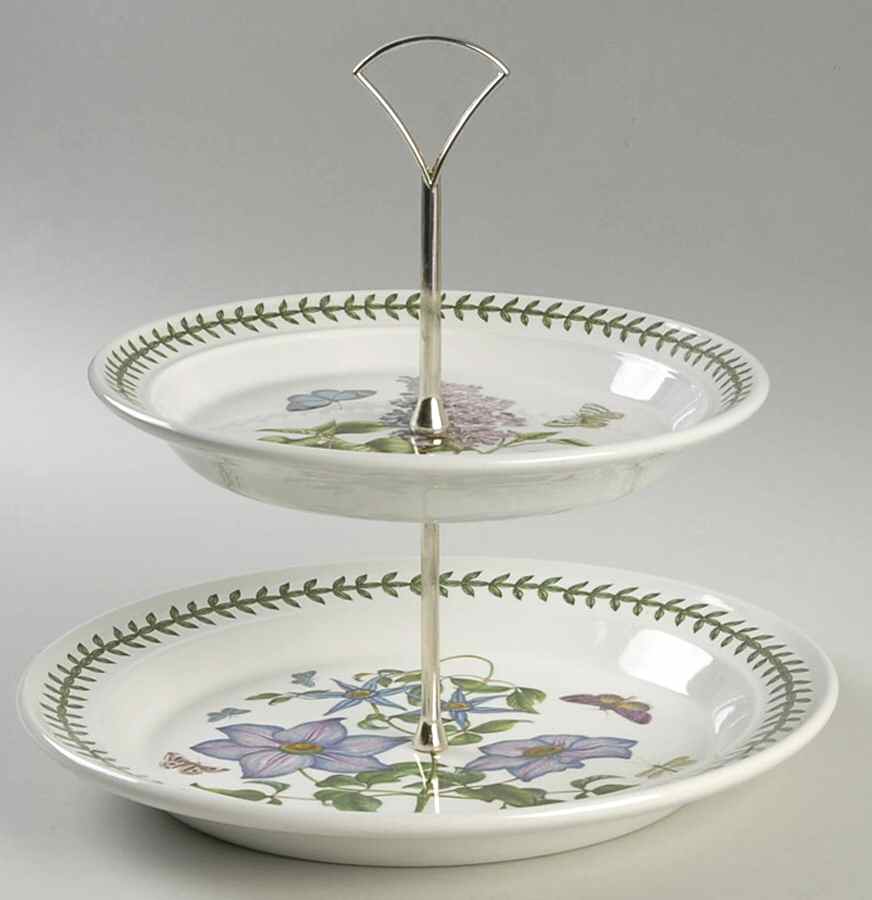 Botanic Garden 2 Tiered Serving Tray (Dinner & Salad Plate) by Portmeirion-1