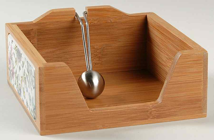 Botanic Garden 5" Bamboo Cocktail Napkin Holder with Weight by Portmeirion-1
