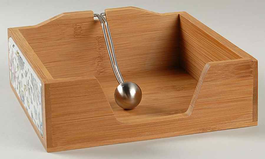Botanic Garden 7" Bamboo Dinner Napkin Holder with Weight by Portmeirion-1
