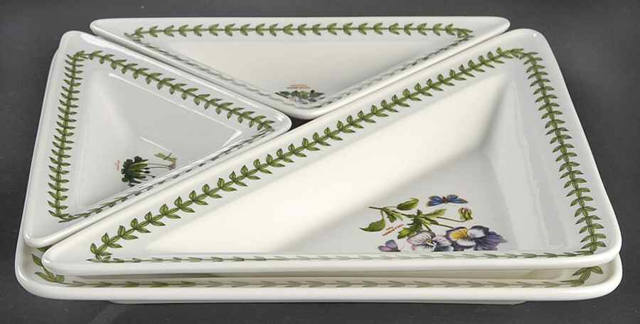 Botanic Garden 4pc Entertainment Set-3 Triangular &1 Sq Plates by Portmeirion-1