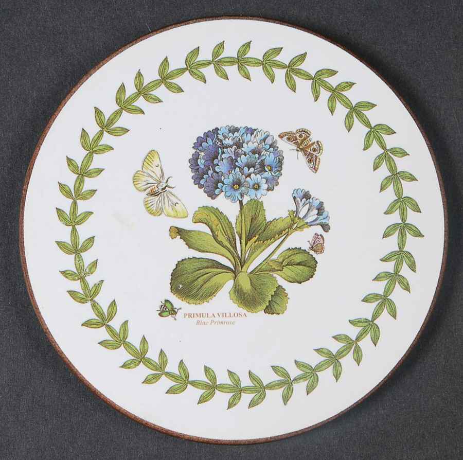Botanic Garden Round Coaster Cork Back W/Thin Laurel Border by Portmeirion-1