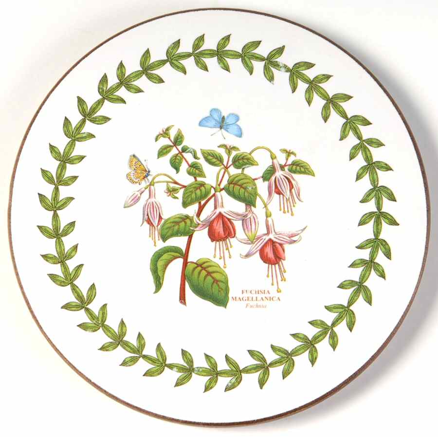 Botanic Garden Round Coaster Cork Back W/Thin Laurel Border by Portmeirion-1