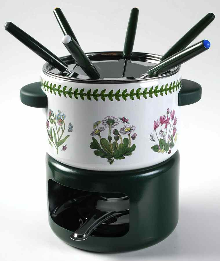 Botanic Garden (10 Pc) Metal Fondue(Pot, 6forks,Stand,Burner,Lid) by Portmeirion-1