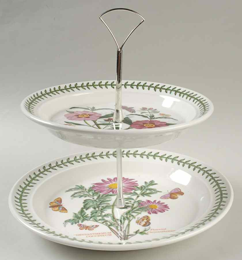 Botanic Garden 2 Tiered Serving Tray (Dinner & Salad Plate) by Portmeirion-1