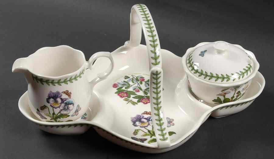 Botanic Garden Strawberry Basket & Creamer w/Cov. Sugar by Portmeirion-1