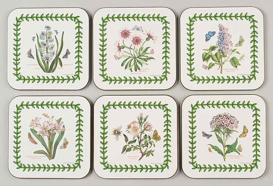 Botanic Garden Square Corkback Coaster - Set of 6 by Portmeirion-1