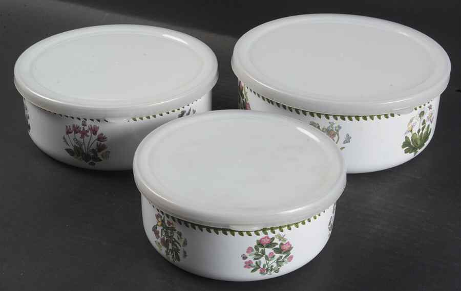 Botanic Garden 3 Pc Metal Bowl W/Plastclid (5 3/4",6 5/8",7 1/4") by Portmeirion-1