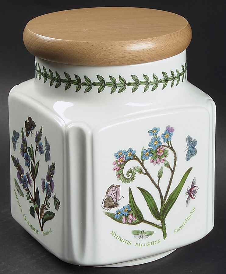 Botanic Garden Medium Square Canister & Wood Lid by Portmeirion-1