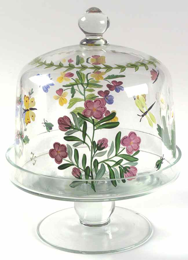 Botanic Garden Glassware Cheese Stand W/Dome by Portmeirion-1