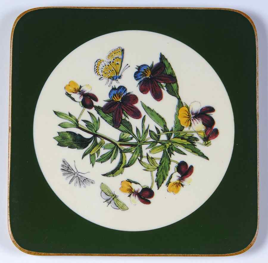 Botanic Garden Square Coaster W/Corkback & Green Border by Portmeirion-1