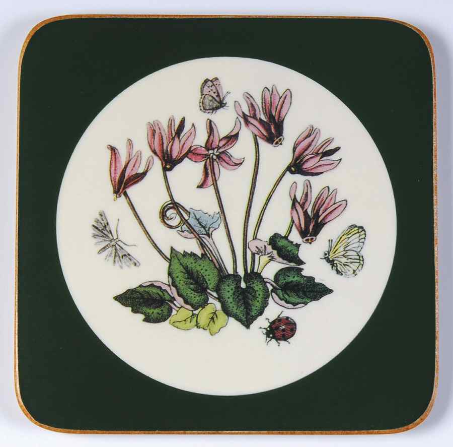 Botanic Garden Square Coaster W/Corkback & Green Border by Portmeirion-1