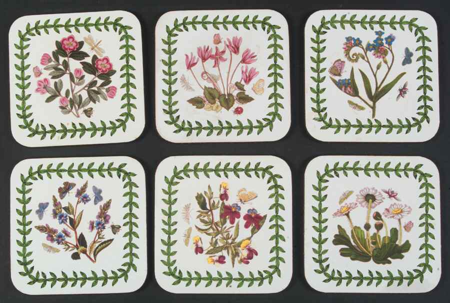 Botanic Garden Square Corkback Coaster - Set of 6 by Portmeirion-1