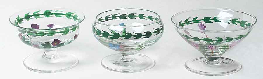 Botanic Garden Hand Painted Glass Mini Comports(Set of 3) by Portmeirion-1