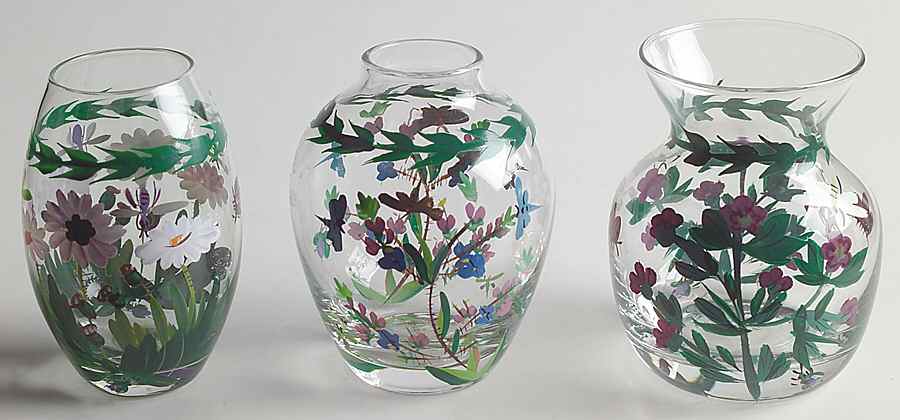 Botanic Garden Hand Painted Glass Mini Vases (Set of 3) by Portmeirion-1