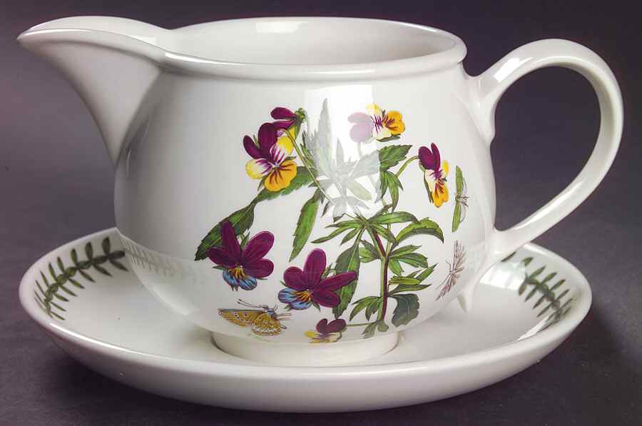 Botanic Garden Romantic Shape Gravy Boat & Underplate by Portmeirion-1