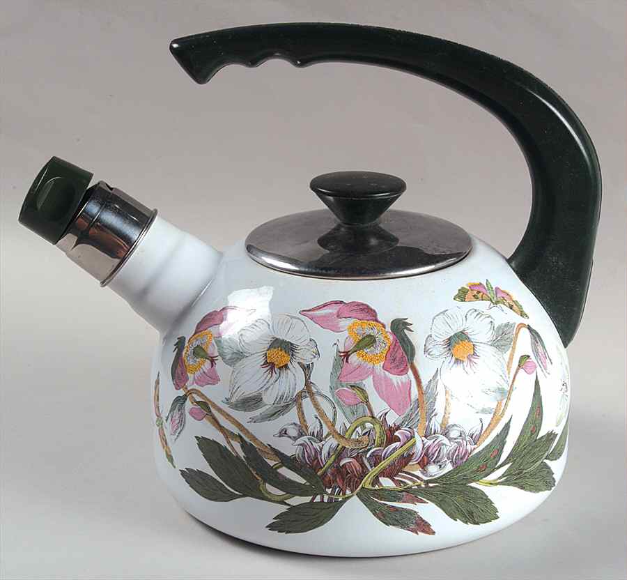 Botanic Garden Metal Kettle & Lid w/Green Handle & Finial by Portmeirion-1