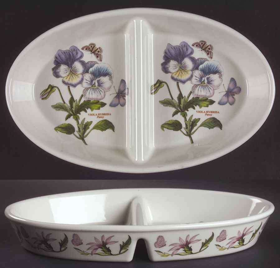 Botanic Garden 11" Oval Divided Baker by Portmeirion-1
