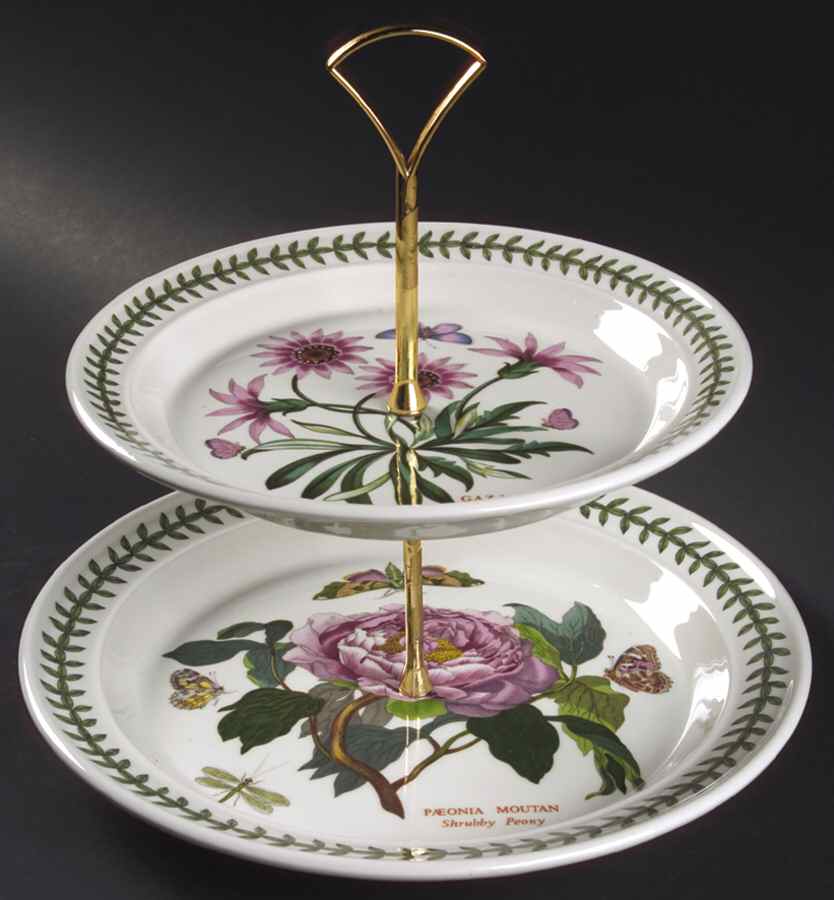 Botanic Garden 2 Tiered Serving Tray (Dinner & Salad Plate) by Portmeirion-1